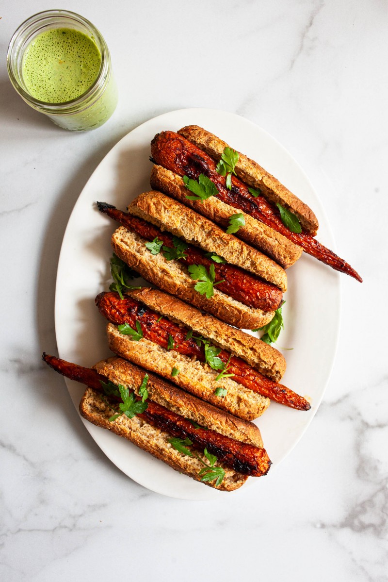 Sweet & Smoky Glazed Carrot Dogs | The Full Helping