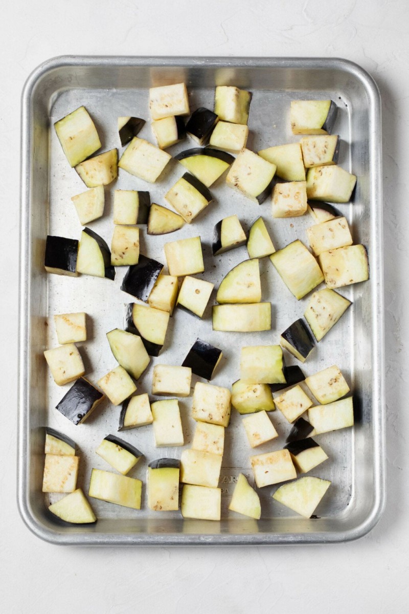 Oven Roasted Eggplant Cubes with Balsamic Vinegar